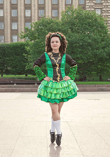 istock Young woman in irish dance dress posing 500020491