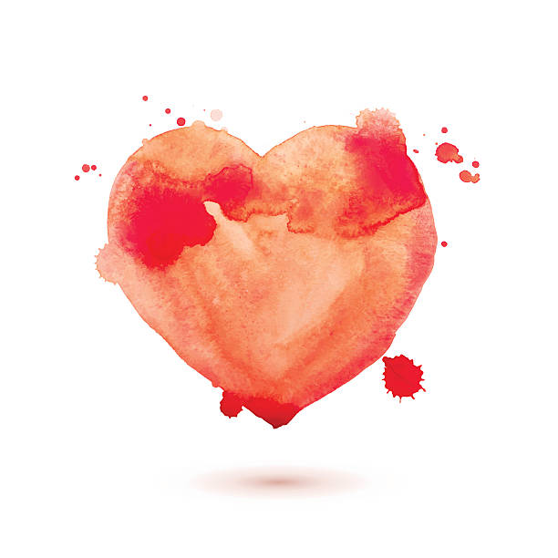 istock Hand draw watercolor aquarelle art paint love red heart Vector 500022290