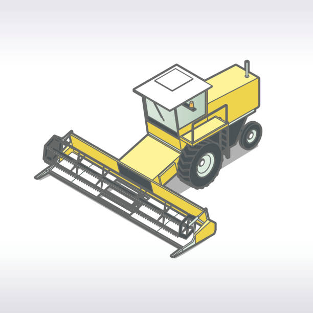 kombajn zbożowy ilustracja - isometric combine harvester tractor farm stock illustrations