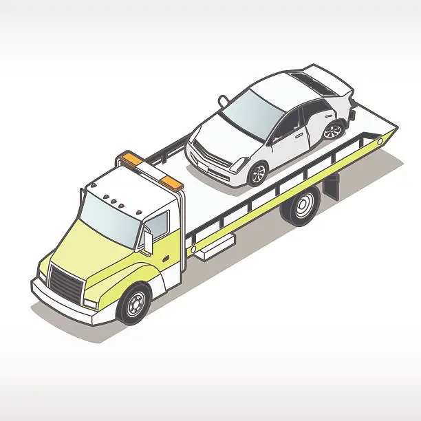 Vector illustration of Flatbed Tow Truck Illustration