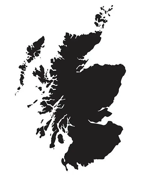 Vector illustration of black map of Scotland