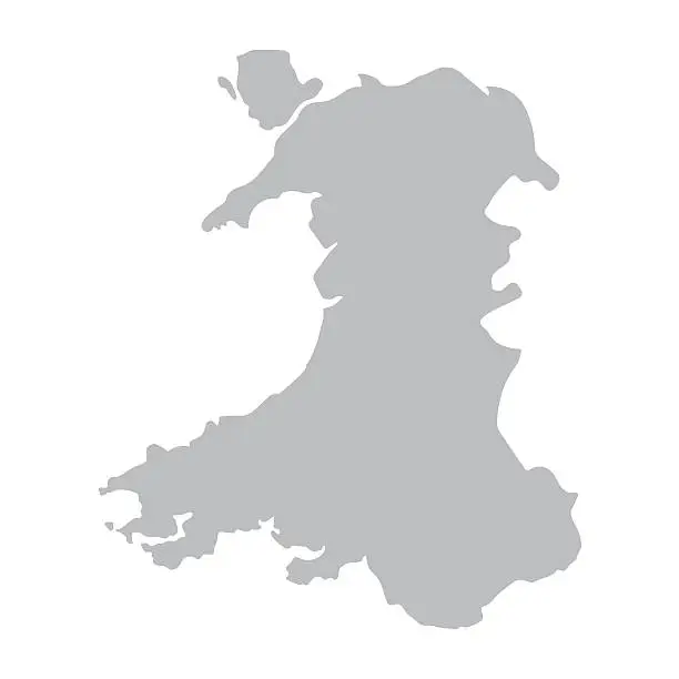 Vector illustration of grey map of Wales