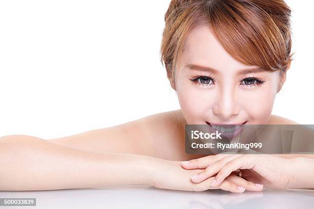 Beauty Woman Face With Mirror Reflection Stock Photo - Download Image Now - Adult, Arts Culture and Entertainment, Asia