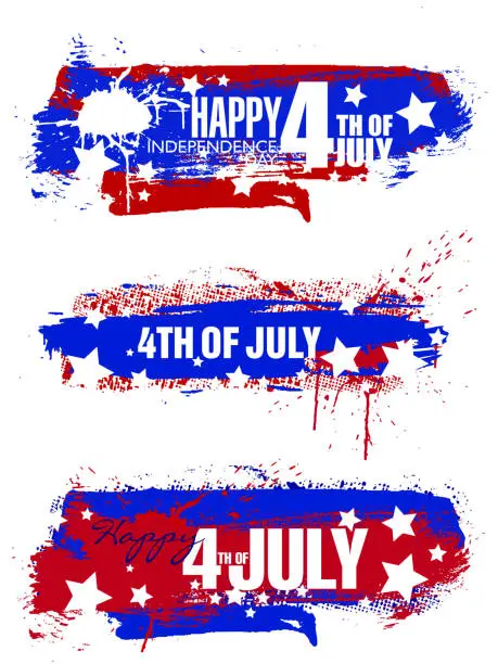 Vector illustration of Grunge Banners for July 4th Celebrations