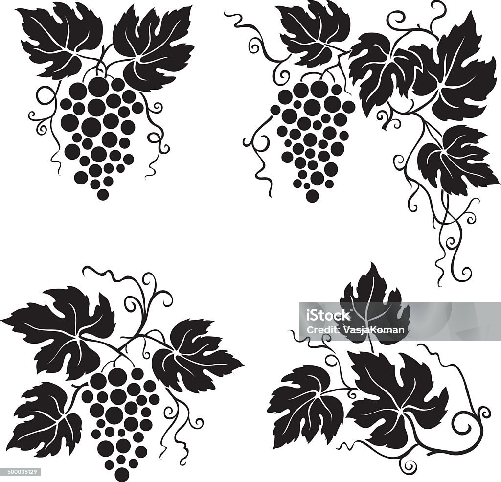 vine leaves and grapes All images are placed on separate layers for easy editing.  Grape stock vector