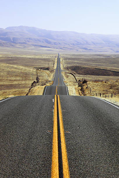 istock Abrupt bends of road on  the Californian steppes 500037075