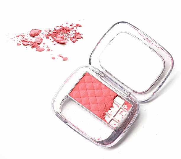 istock Makeup cheeks and makeup brush. Pink Cosmetic powder on white background. 500037748