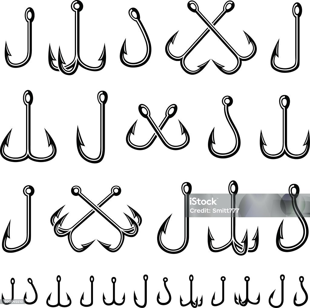 Fishing hooks set. Vector Collection fishing hooks set, edit size and color, vector Fishing Hook stock vector