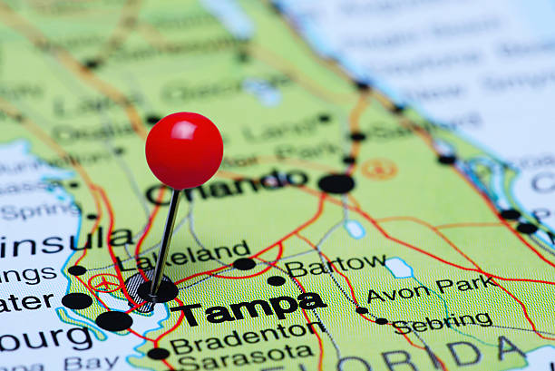 istock Tampa pinned on a map of USA 500046012