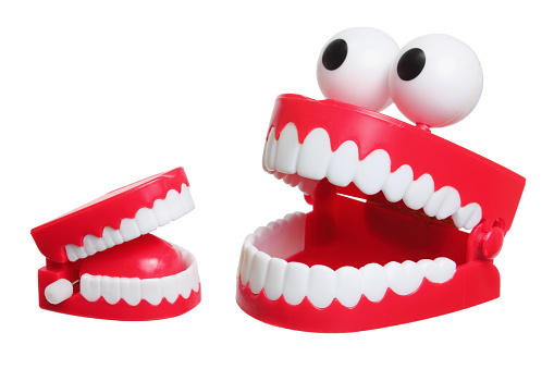 Chattering Teeth on White Background