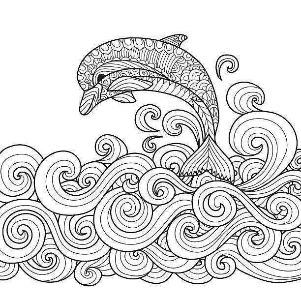 дельфин - dolphin sea animal water stock illustrations