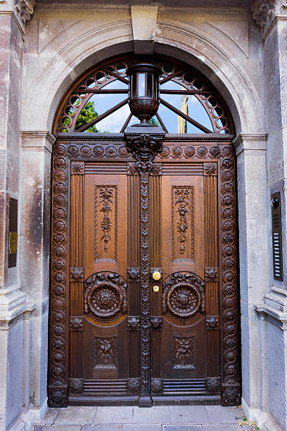 istock wood door. house door 500048352