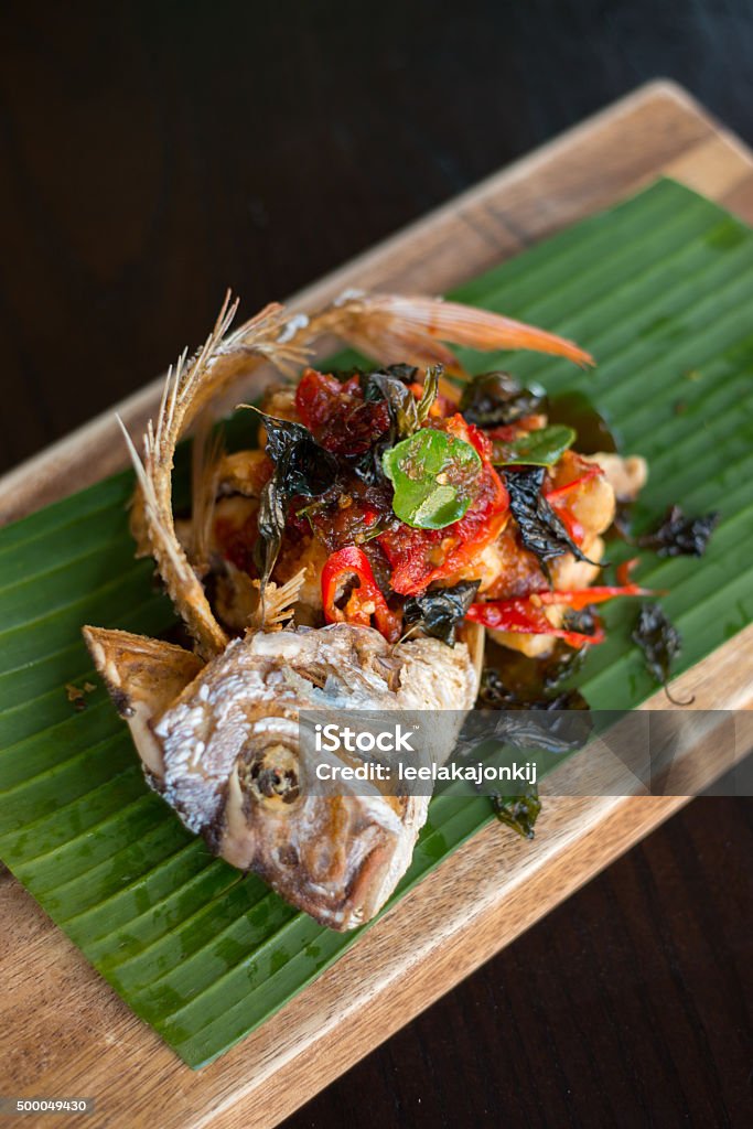 Deep Fried Fish With Thai Herbs Stock Photo - Download Image Now - 2015