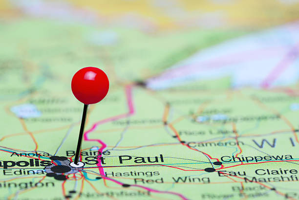 istock St Paul pinned on a map of USA 500049460