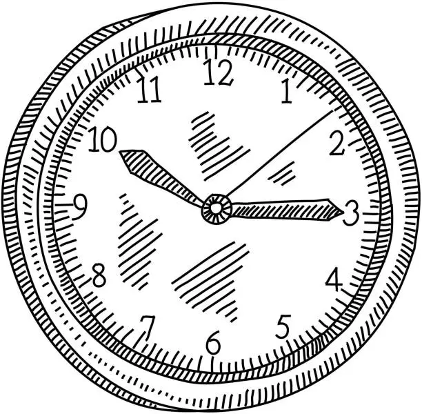 Vector illustration of Wall Clock Drawing