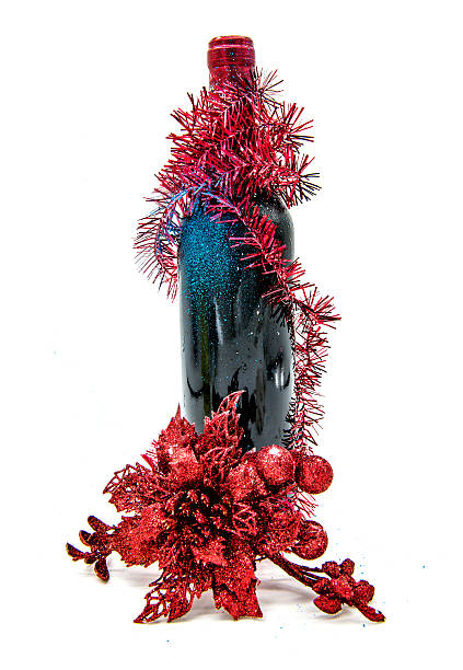Red wine for Christmas celebration, isolated white background