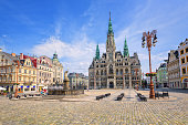 Town hall and central square in Liberec, Czech Republic