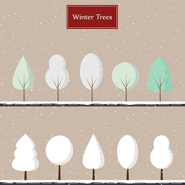 Vector illustration of Cartoon winter trees