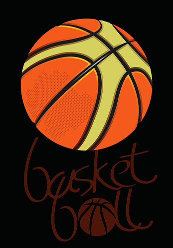 vector basketball ball on the black background