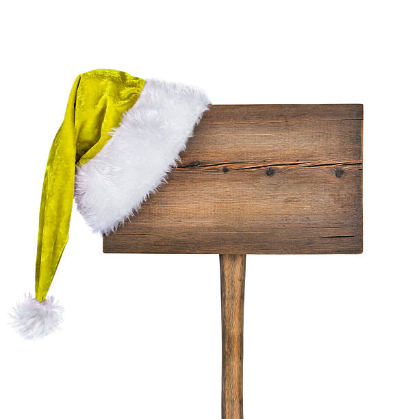 istock Wooden road sign with Santa  hat isolated on  white 500077782