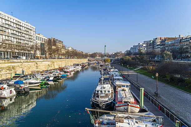 istock View over small river port in Paris, France 500077872