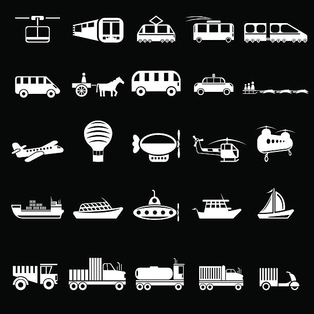 ilustrações, clipart, desenhos animados e ícones de vinte e cinco vetor ícones de tema de transporte - train people cable car transportation