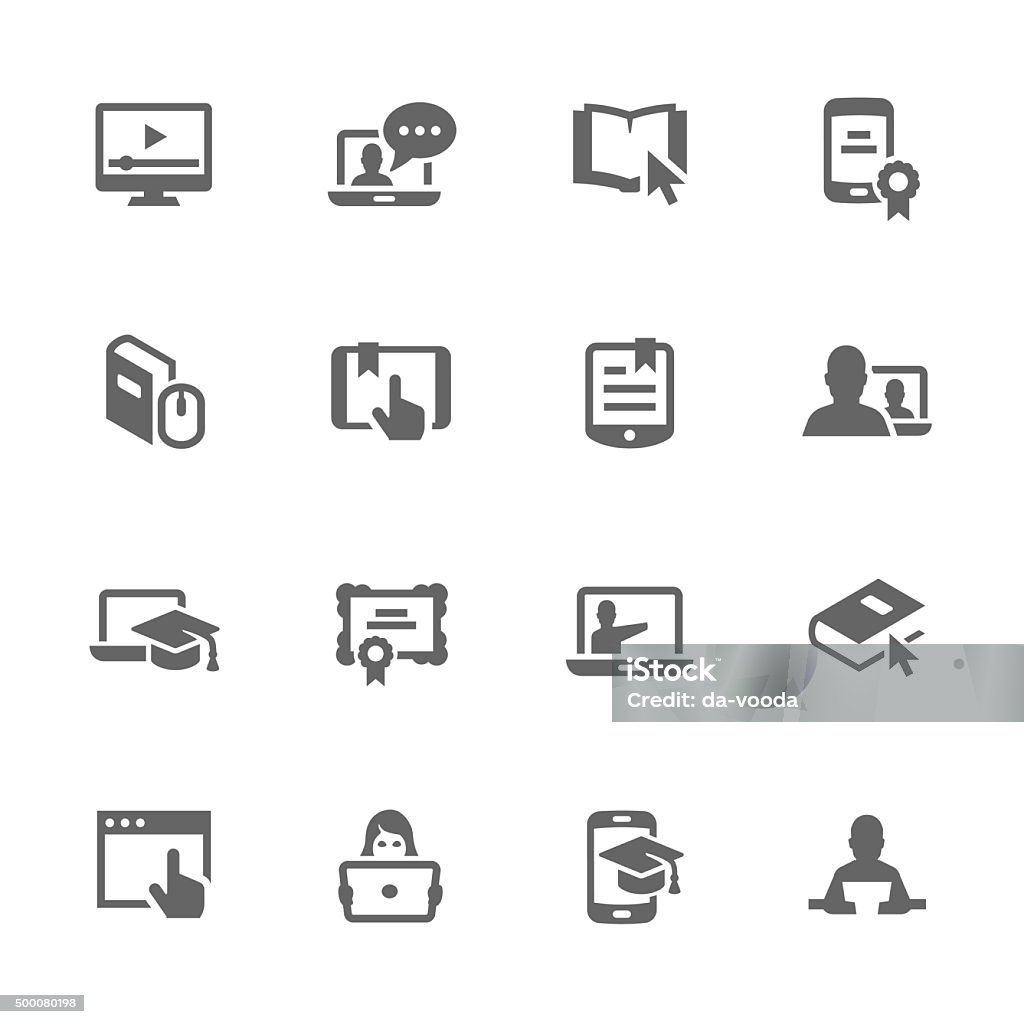 Simple Online Education Icons Simple Set of Online Education Related Vector Icons. Contains such icons as online lecture, diploma, communication and more. Icon Symbol stock vector