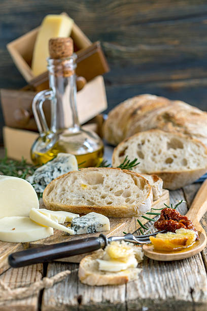 istock Homemade bread, cheese and olive oil. 500088774
