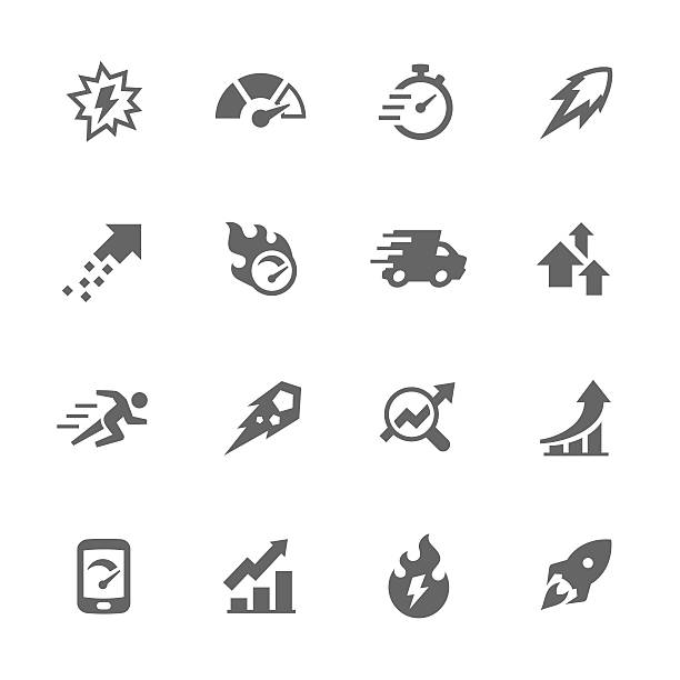 Simple Performance Icons Simple Set of Performance Related Vector Icons. Contains such icons as speed, charts, improvements and more.  speed illustrations stock illustrations