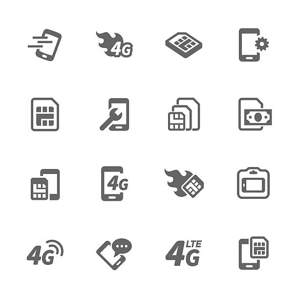 Simple Sim Card Icons Simple Set of Sim Cards Related Vector Icons. Contains such icons as prepaid phone, simcard, 4g and more.  sim cards stock illustrations