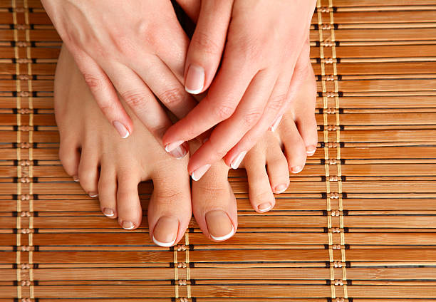 istock Care for beautiful woman legs on the floor 500096264