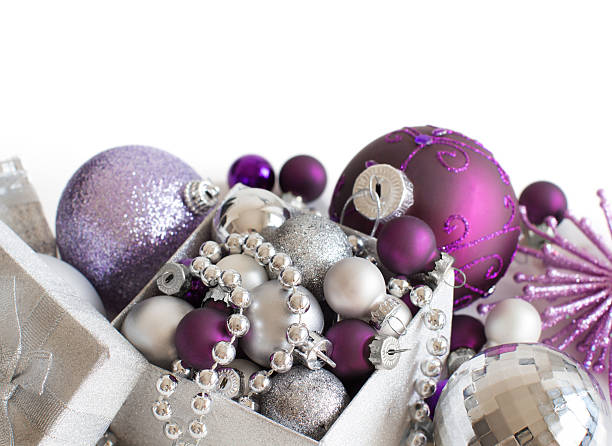 istock Silver and purple Christmas ornaments 500107568