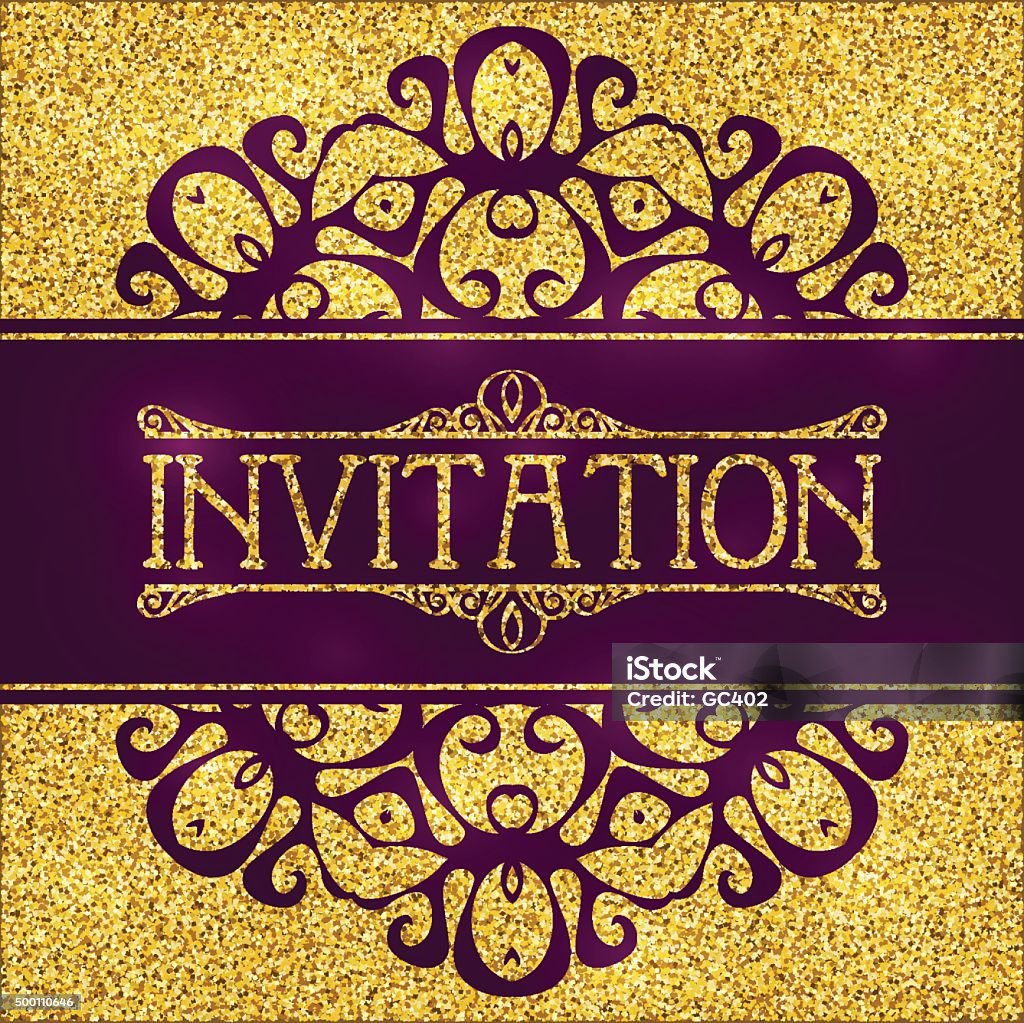 Gold Invention Card Gold Invitation Card In Eastern Style Stock Illustration - Download ...