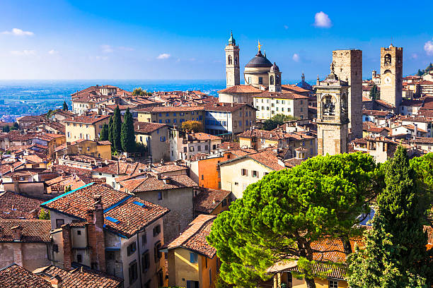 Bergamo,Lombardy,Italy. Landmarks Of Italy,Beautiful Medieval Town Of Bergamo. bergamo stock pictures, royalty-free photos & images