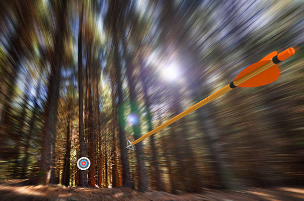 istock Arrow flying to target with radial motion blur 500114756