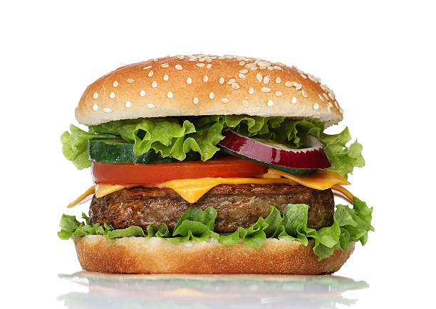 istock Tasty hamburger isolated on white background 500119723