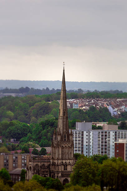 istock Gothic Church From Distance With Hills And Trees 500119851