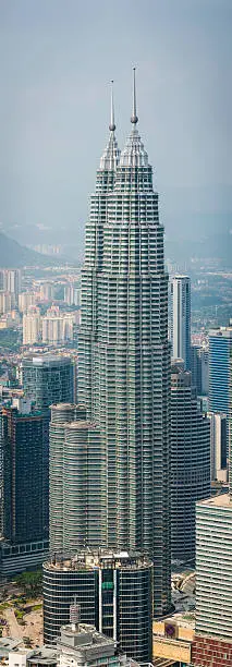 Photo of Kuala Lumpur Petrona Towers downtown skyscrapers KLCC vertical panorama Malaysia