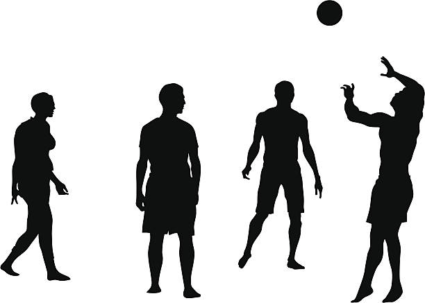 пляжный волейбол - volleyball sport volleying silhouette stock illustrations