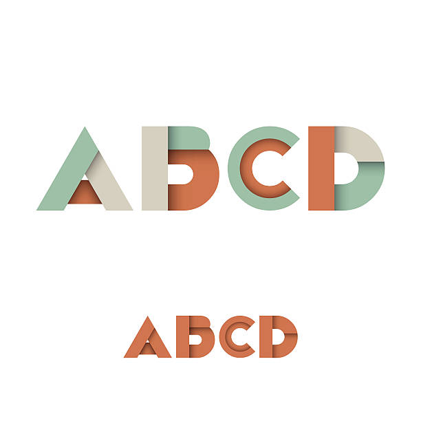B C D A Modern Colored Layered Font or Alphabet vector art illustration