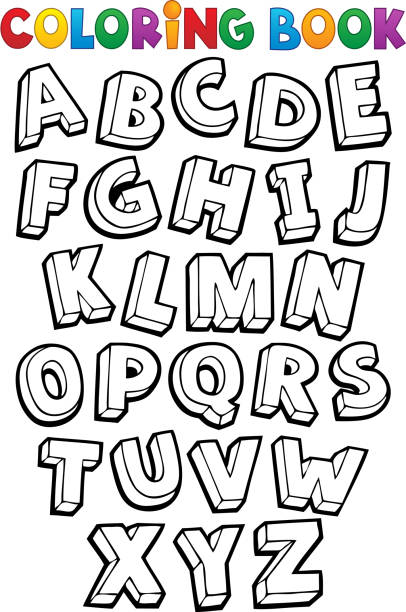 Coloring book alphabet theme 1 vector art illustration
