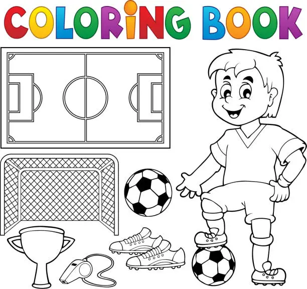 Vector illustration of Coloring book soccer theme 1