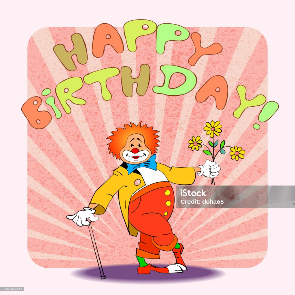 birthday clown02 birthday greeting card with clown, vector illustration Actor stock vector