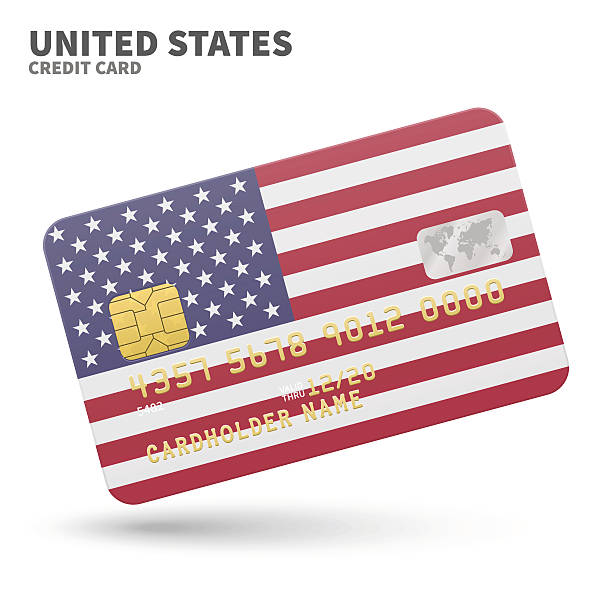 ilustrações de stock, clip art, desenhos animados e ícones de cartão de crédito com o fundo da bandeira dos estados unidos de banco, apresentações - debt national landmark credit card paying