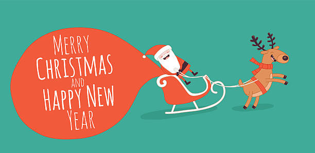 Happy New Year card Happy New Year card. Santa's greetings. Vector illustration lieke klaus stock illustrations