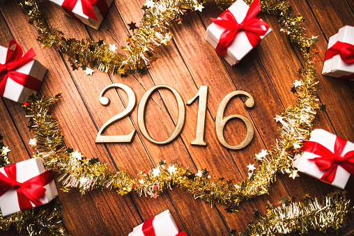 2016 new year composition with christmas decoration