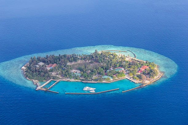 istock Bird eye view at the Indian Ocean, Maldives 500134348