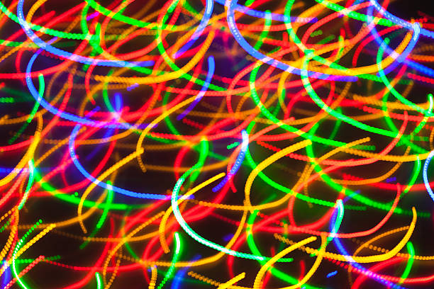 istock Defocused christmas lights with motion blur. New Year bokeh 500135960