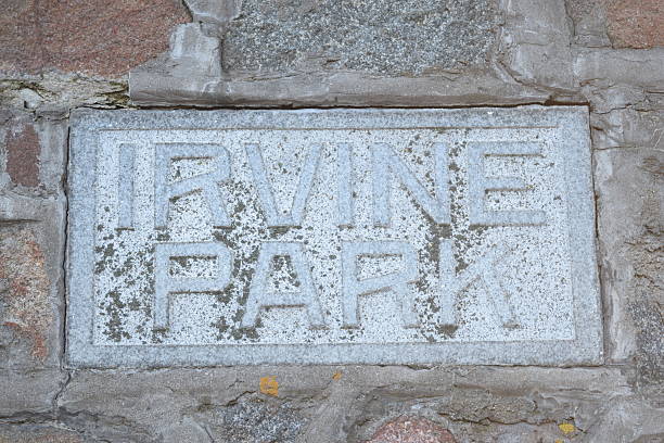 istock Irvine Park Cement Placard Mounted In Stone Chippewa Falls 500136740