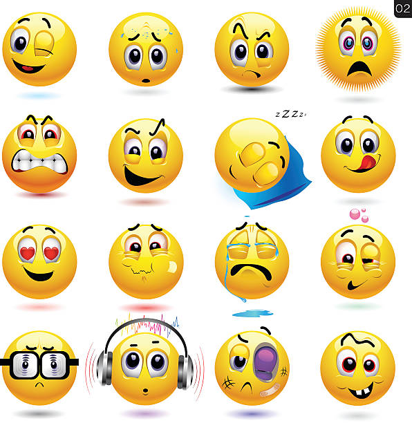illustrations, cliparts, dessins animés et icônes de vecteur ensemble d'icônes smiley - sadness human face depression smiley face